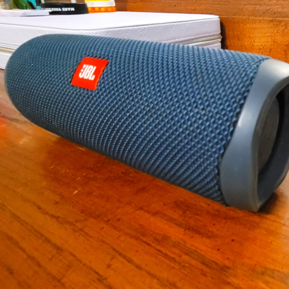 Blue JBL speaker